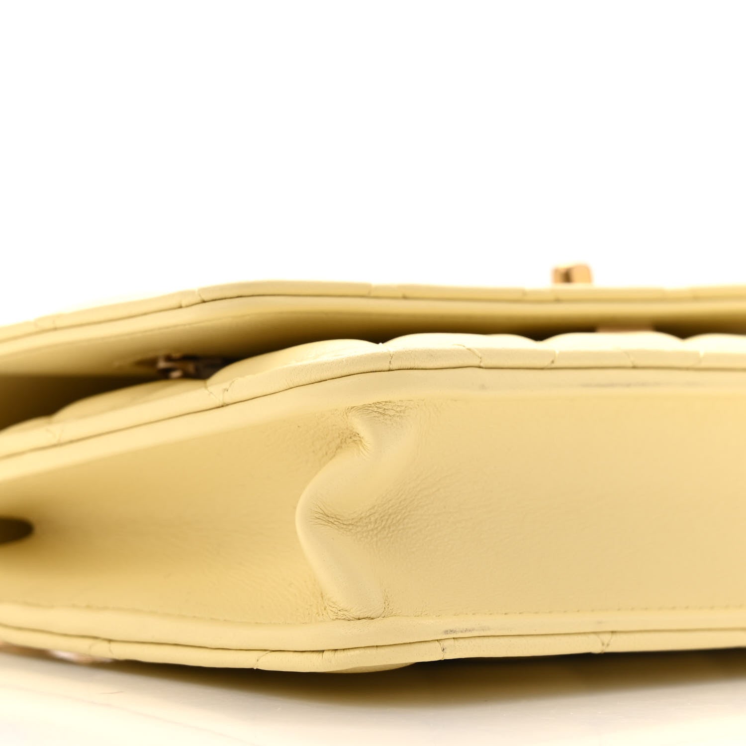 Lambskin Quilted Sweet Camellia Wallet on Chain WOC Light Yellow