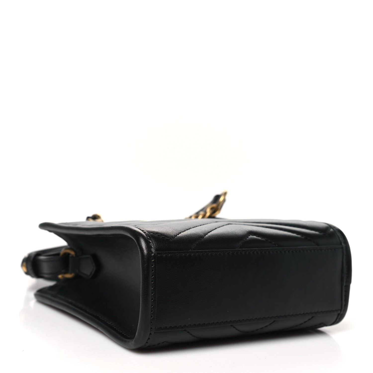 Calfskin Matelasse Chevron Mini GG Marmont Tote Black