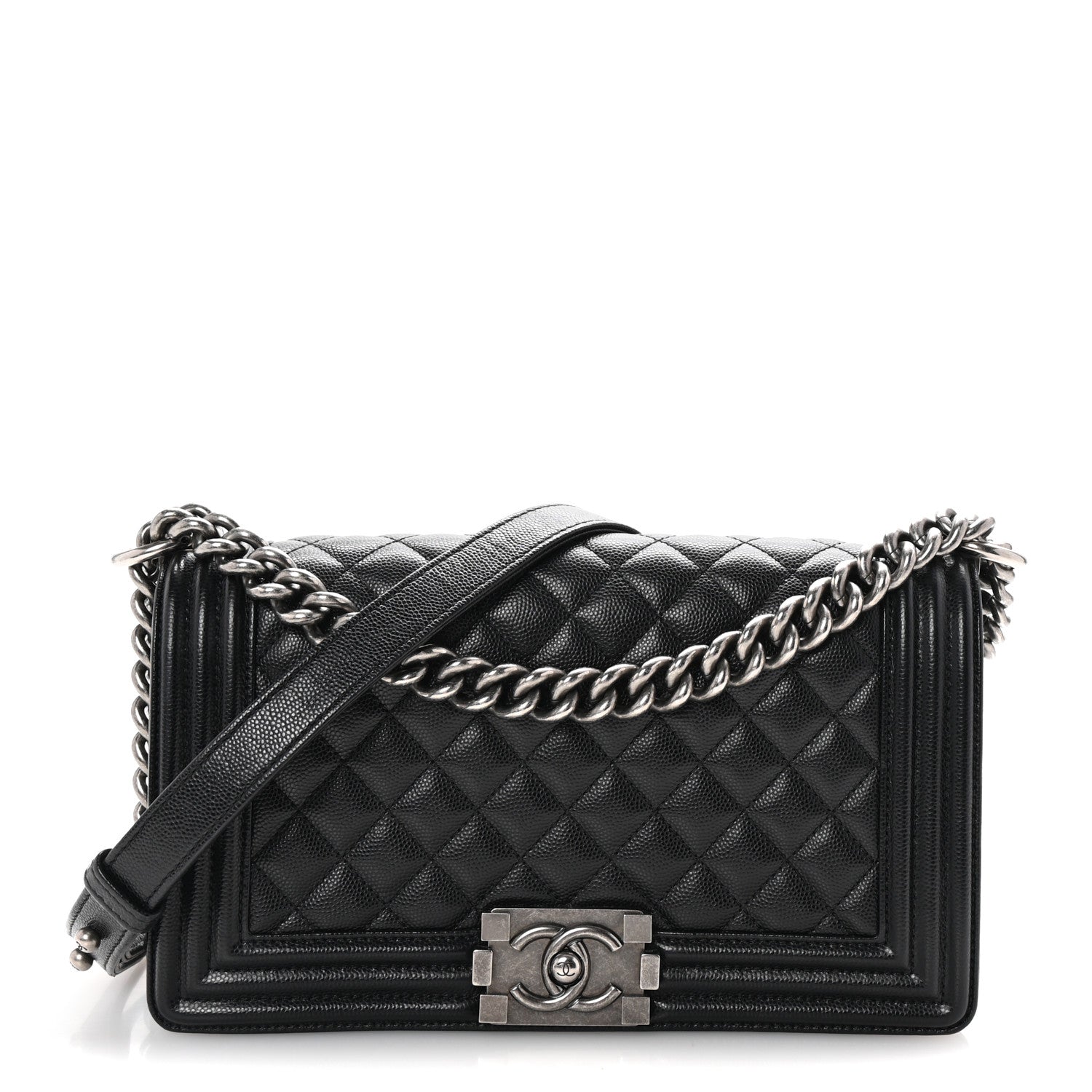 Caviar Quilted Medium Boy Flap Black