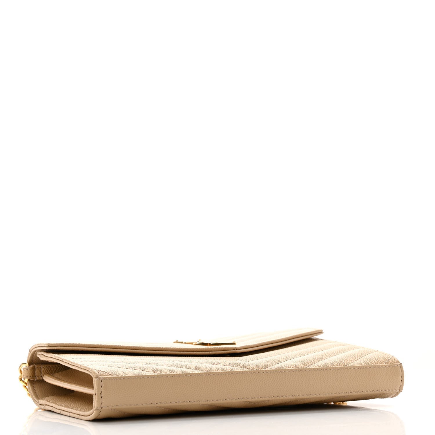 Grain De Poudre Matelasse Chevron Monogram Chain Wallet Nude Powder