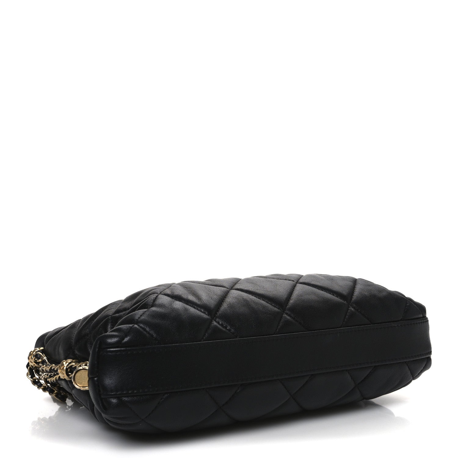 Lambskin Quilted Crush on Chains Hobo Black