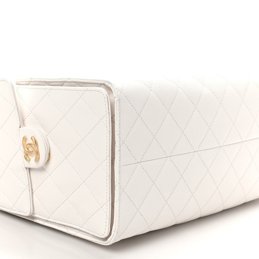 Caviar Quilted Medium Chanel 25 Handbag White