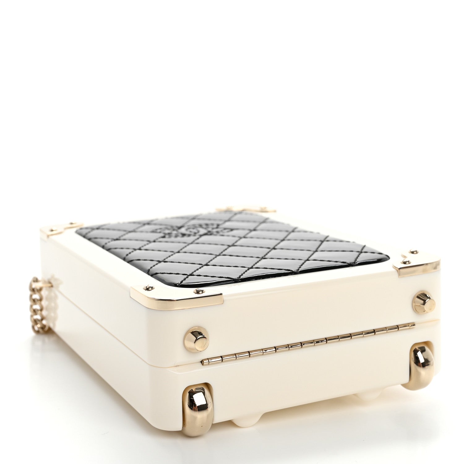 Plexiglass Patent Evening In The Air Mini Trolley Minaudiere Clutch Black White