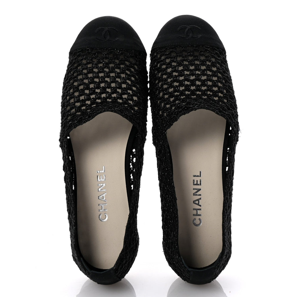 Knit Grosgrain Cap Toe CC Moccasin Loafers  36.5 Black