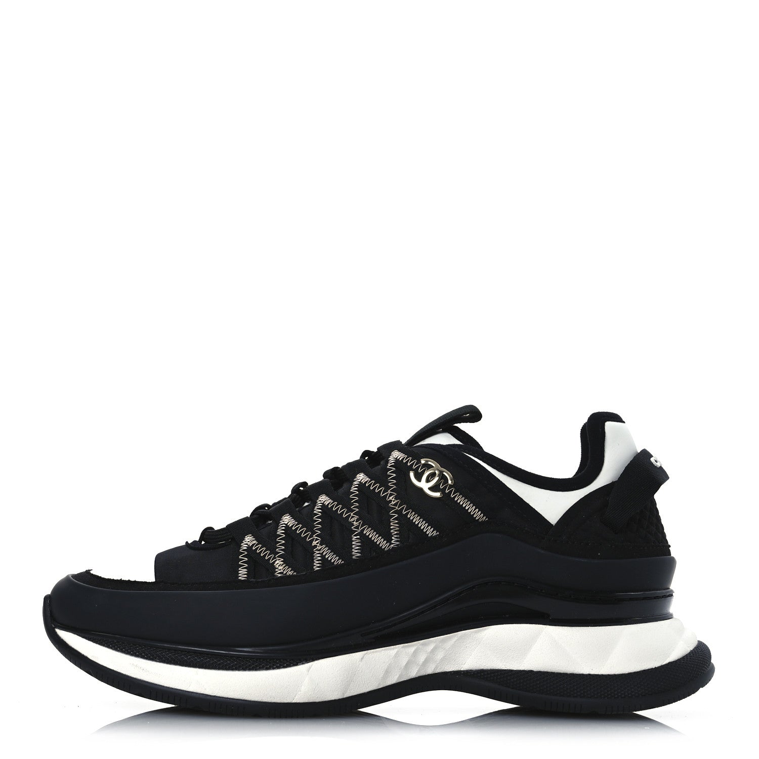 Mixed Fibers Suede Calfskin CC Sneakers 39 White Black