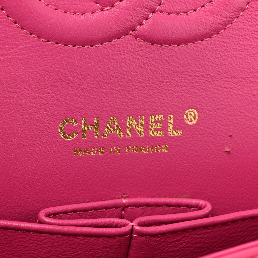Lambskin Chevron Quilted Medium Double Flap Pink