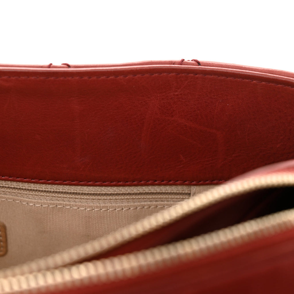 Calfskin Quilted Medium Retro Chain Tote Red