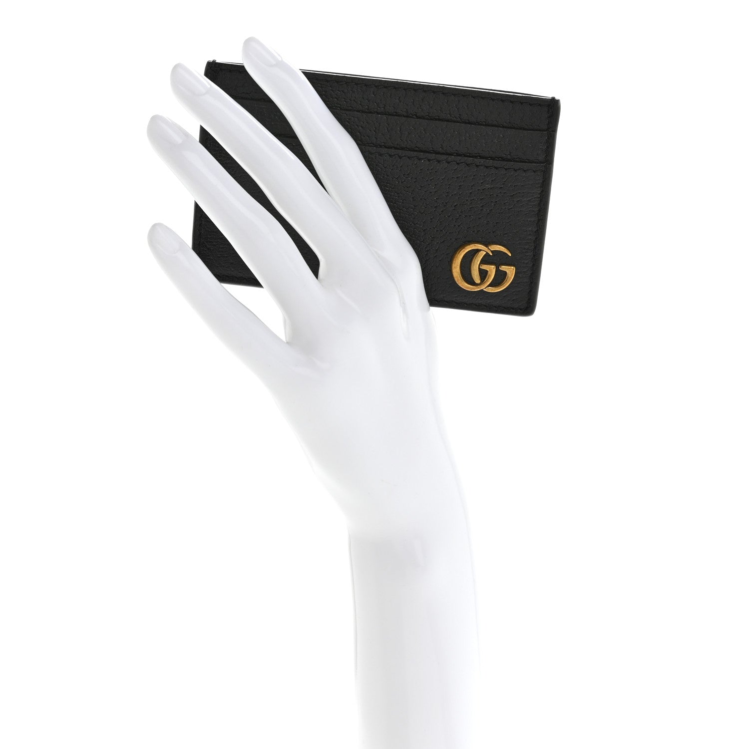 Calfskin Boar Effect GG Marmont  Holder Black