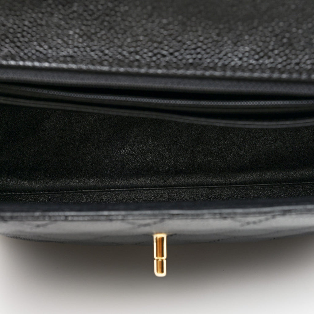 Caviar Quilted Jumbo Kelly Flap Black