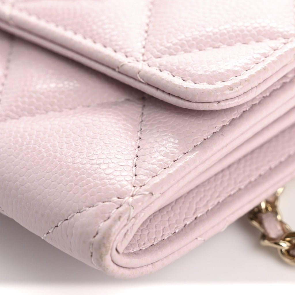 Caviar Quilted Coco Candy  Holder On Chain Light Pink