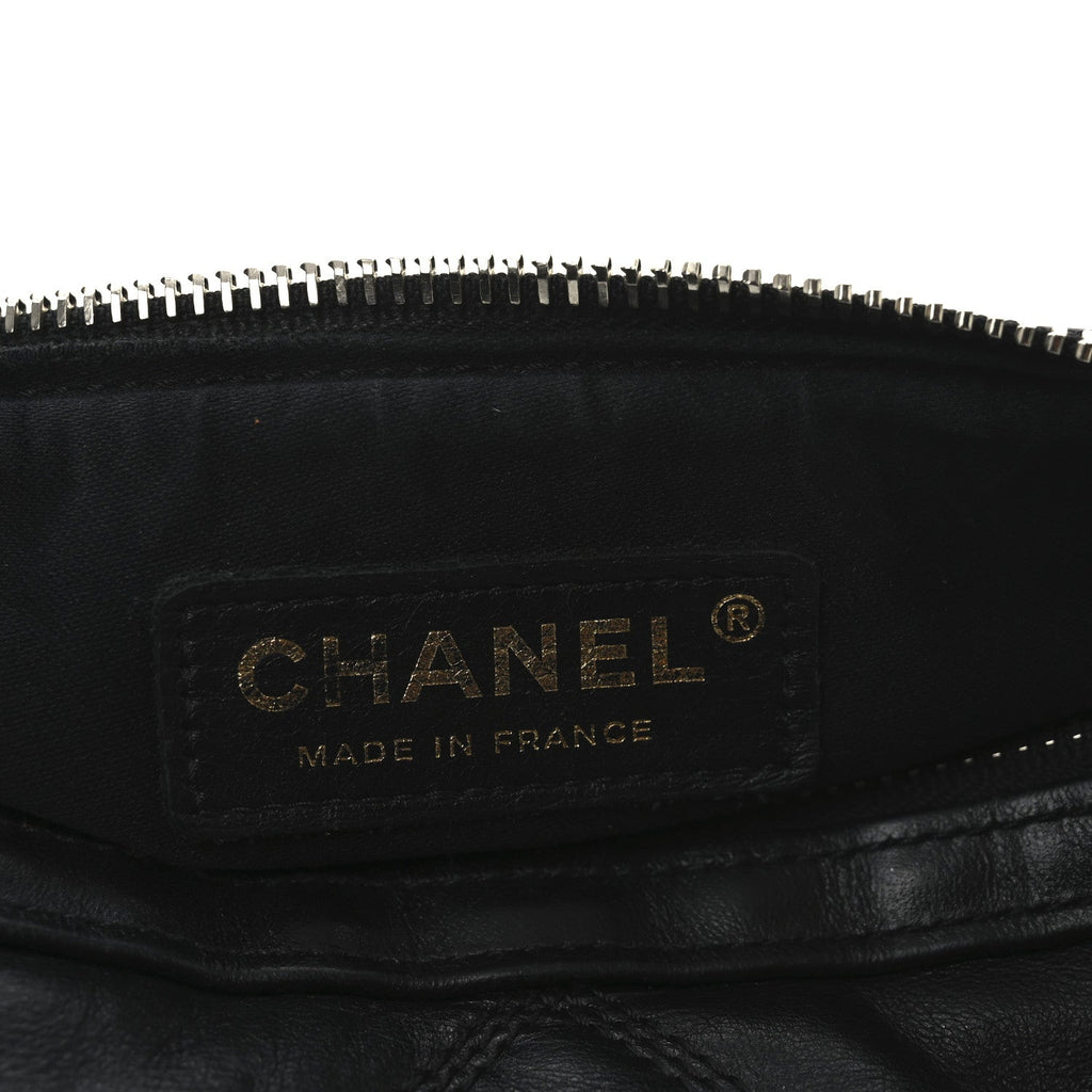 Lambskin Quilted  Bowling Bag Black