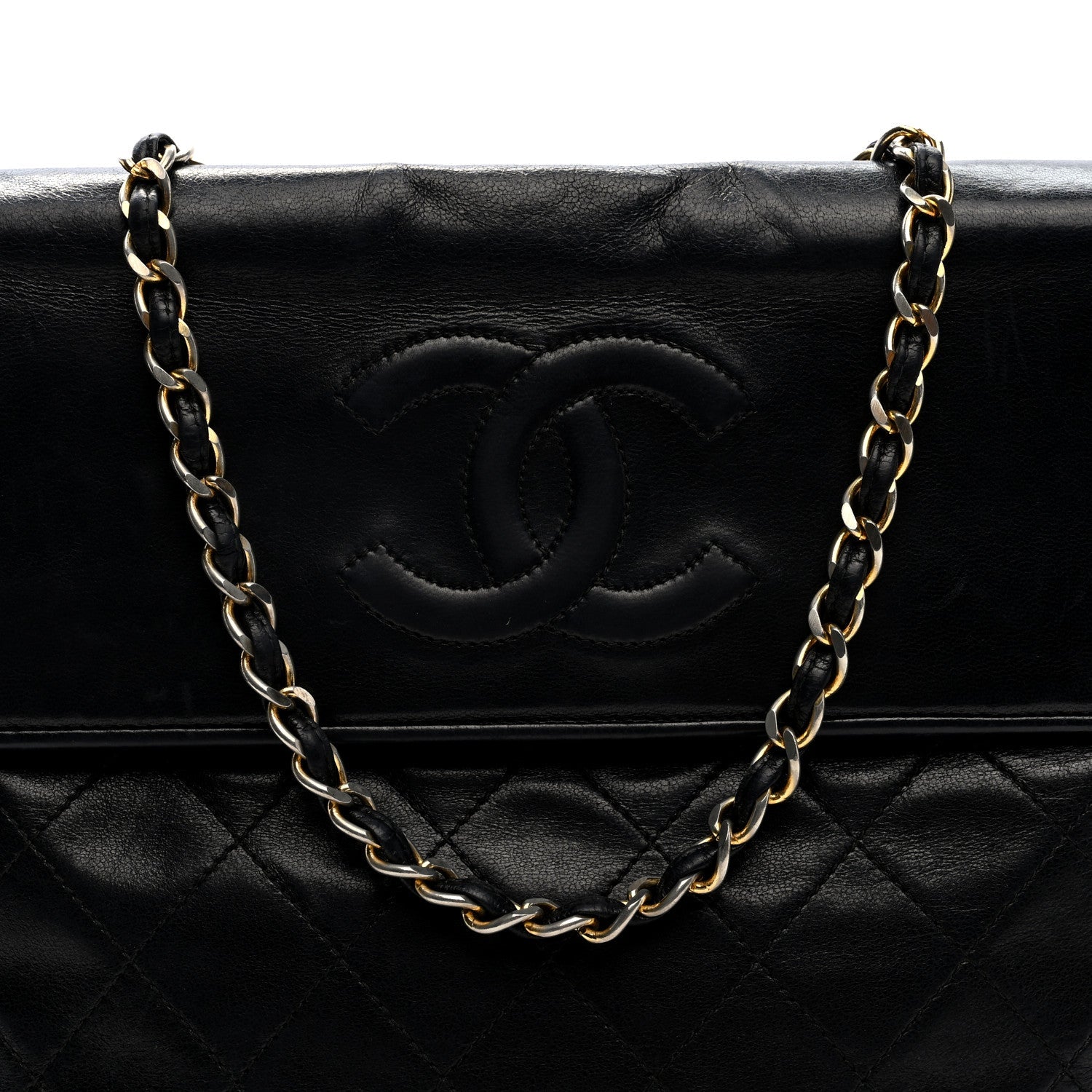Lambskin Quilted CC Tassel Shoulder Flap Bag Black