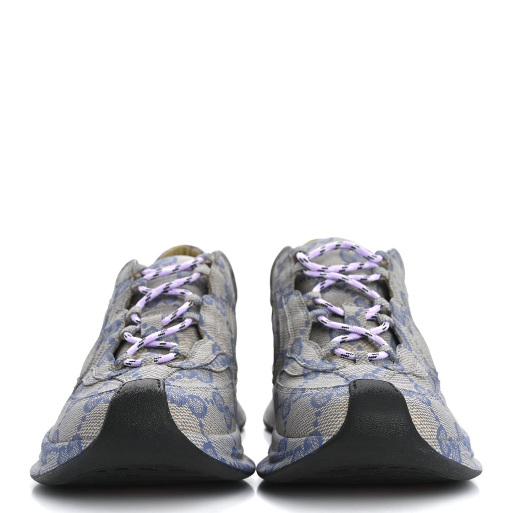 Ultralight Plume Calfskin Monogram Printed Mens Gucci Run Sneakers 9.5 Beige Blue