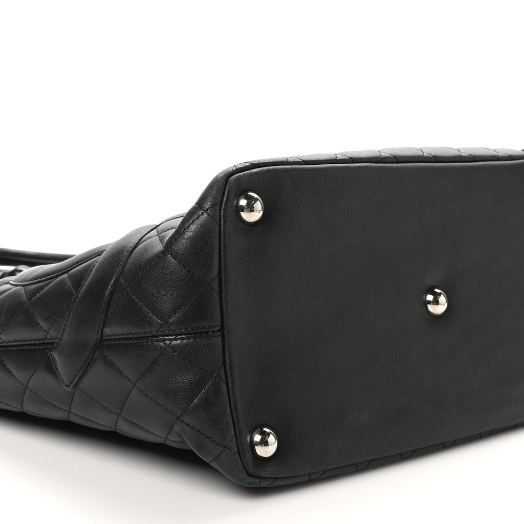 Calfskin Quilted Large Cambon Tote Black
