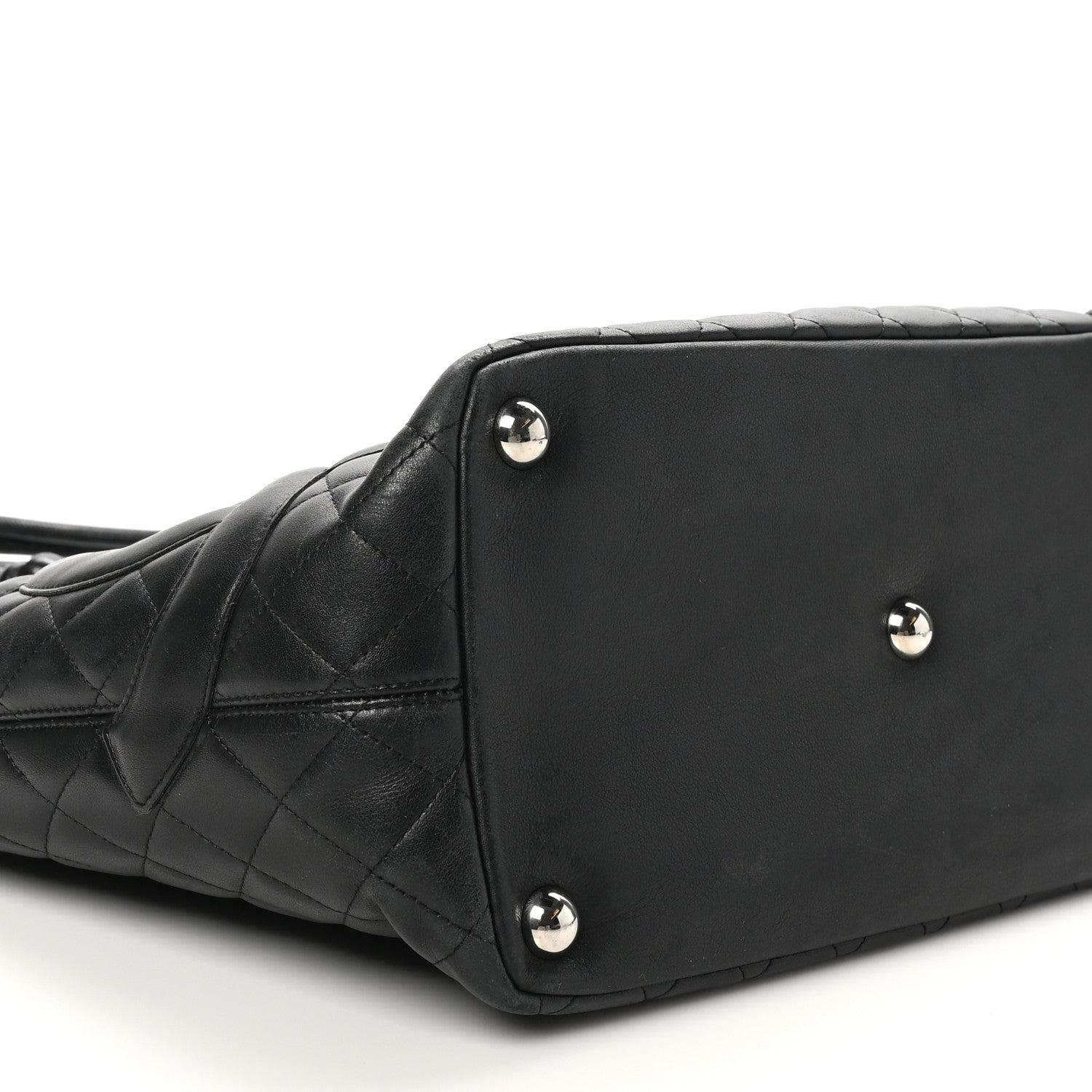 Calfskin Quilted Large Cambon Tote Black
