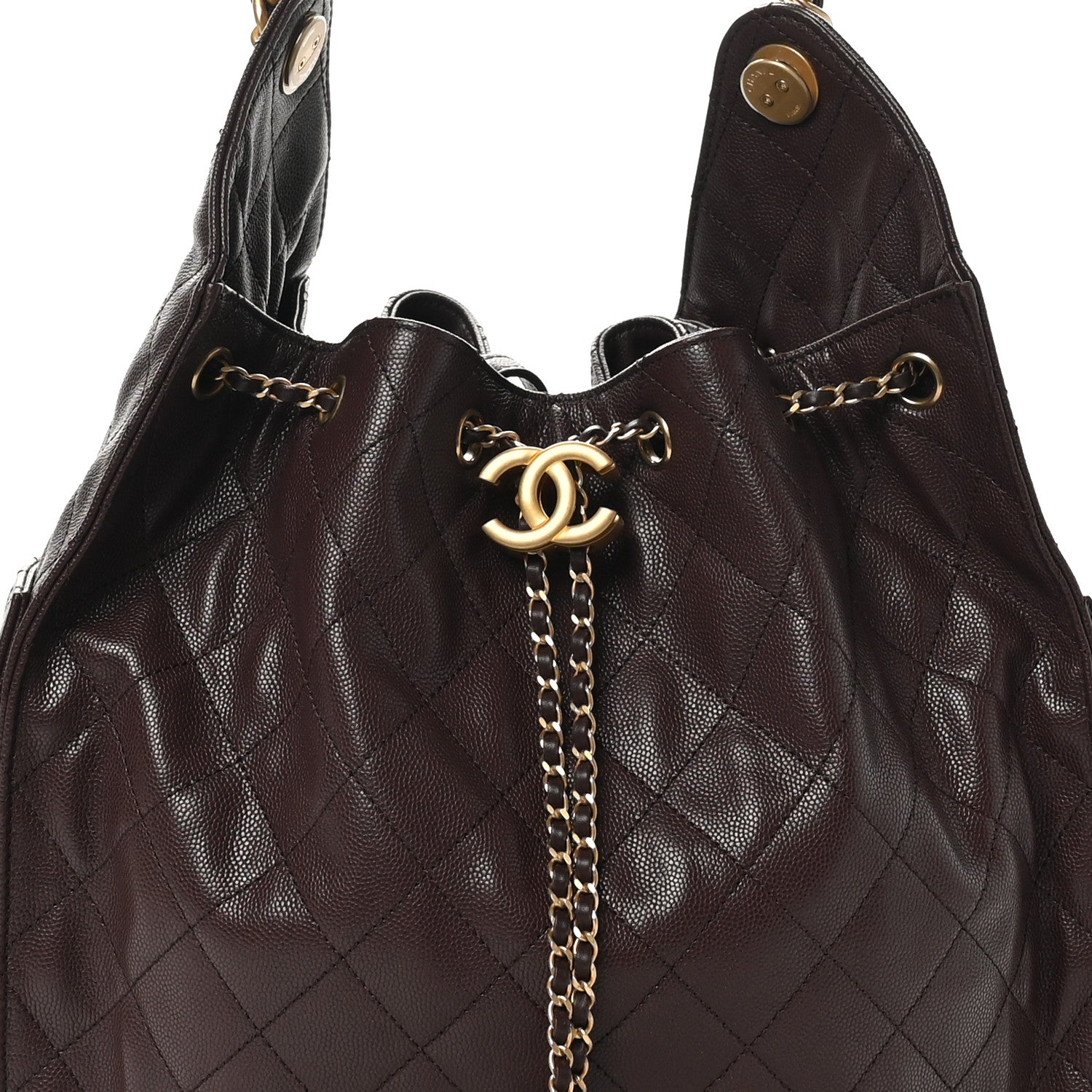 Caviar Quilted Medium Chanel 25 Handbag Dark Brown