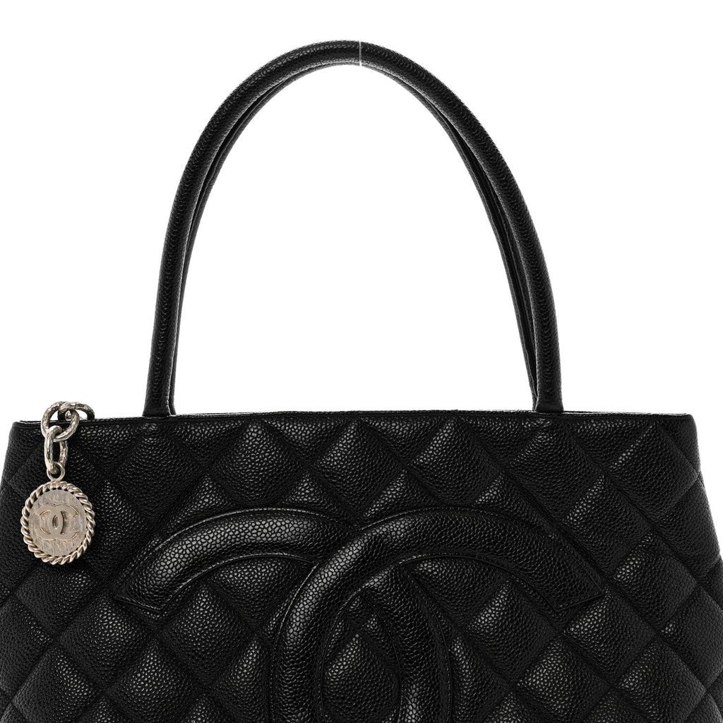 Caviar Quilted Medallion Tote Black