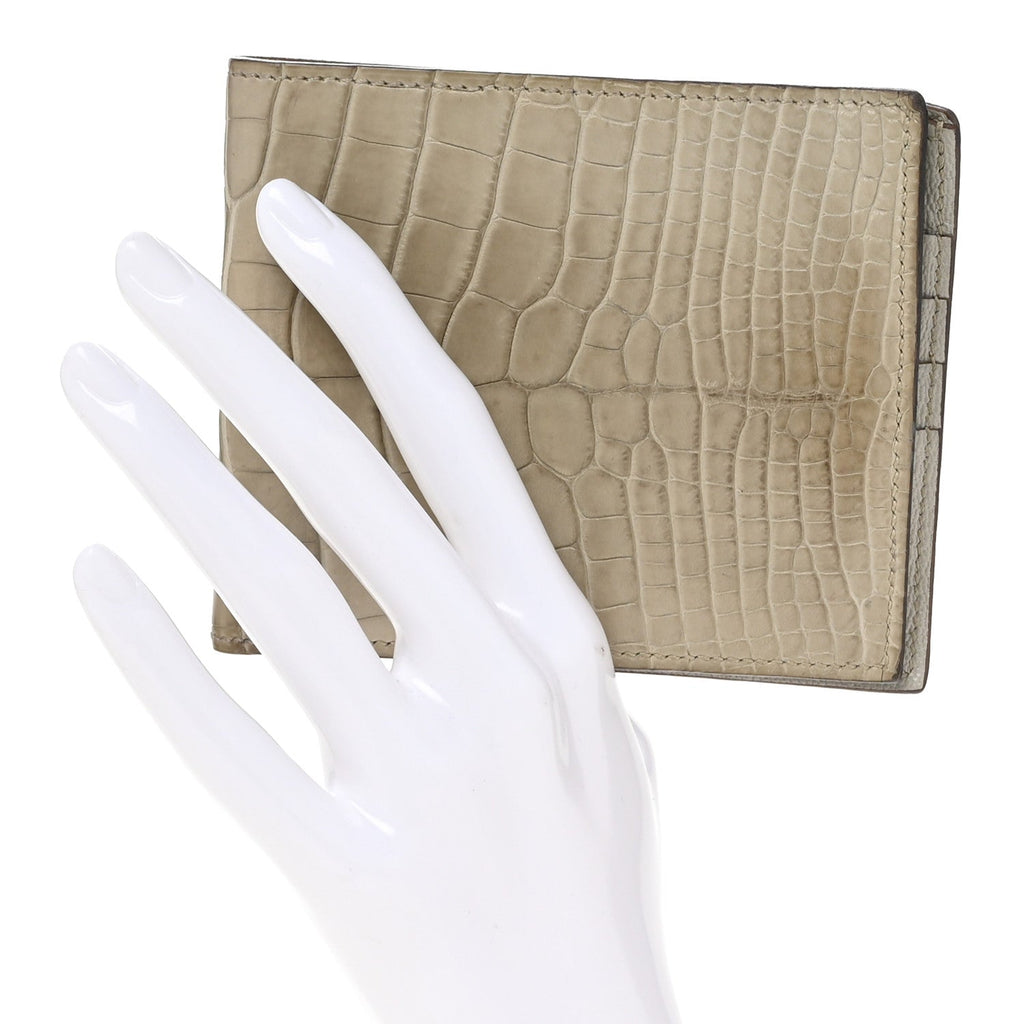 Shiny Alligator MC2 Copernic Compact Wallet Gris Tourterelle