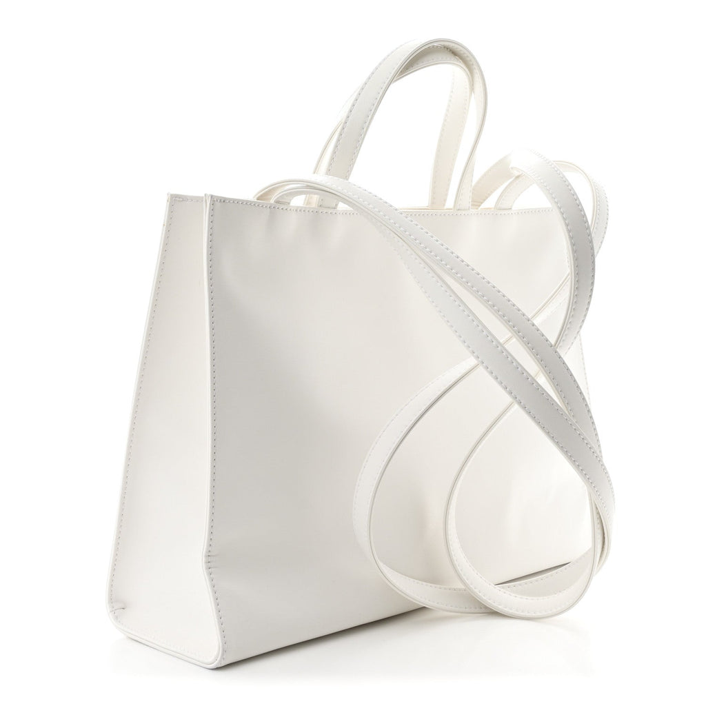 Vegan Leather Medium Shopping Bag White