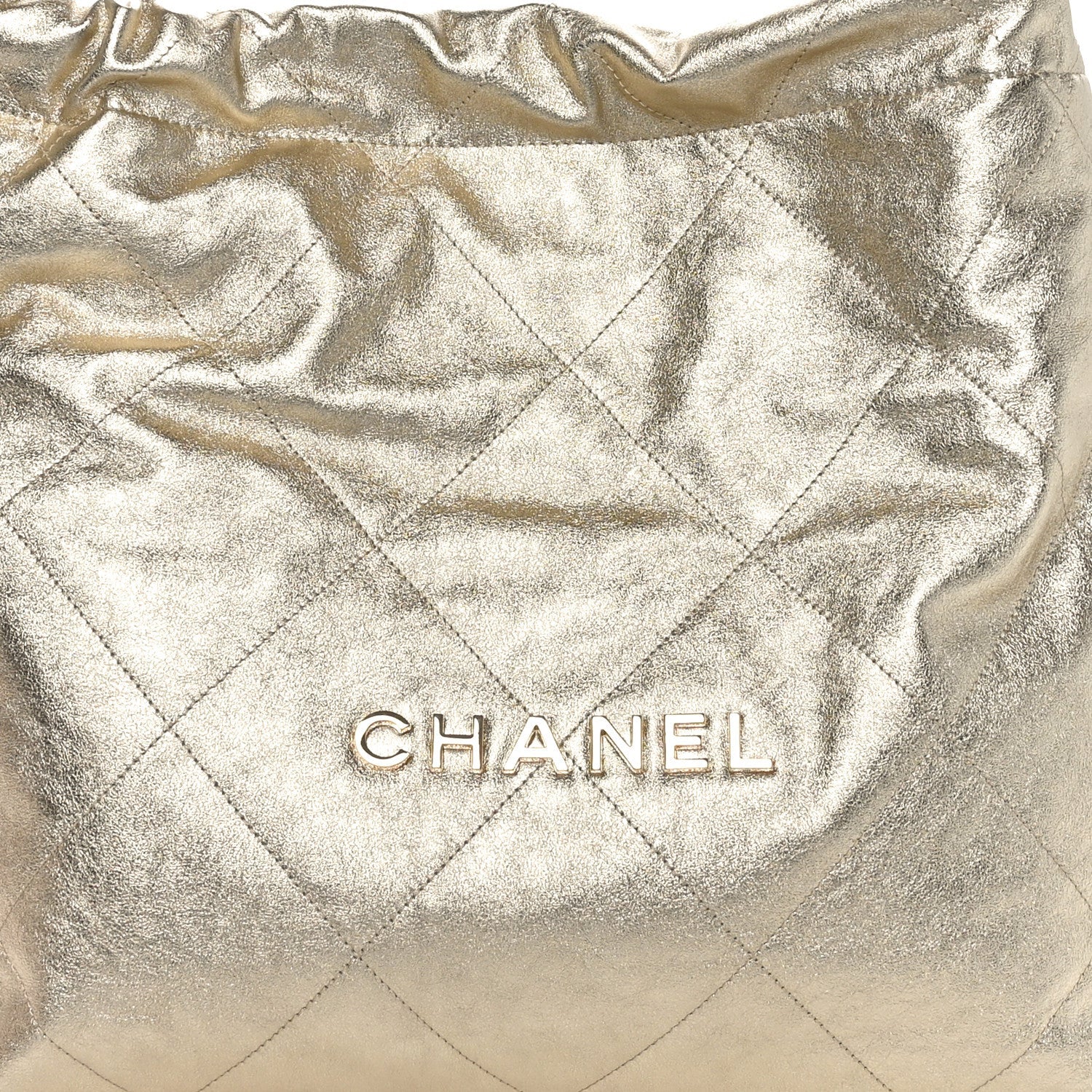 Metallic Calfskin Quilted Chanel 22 Golden