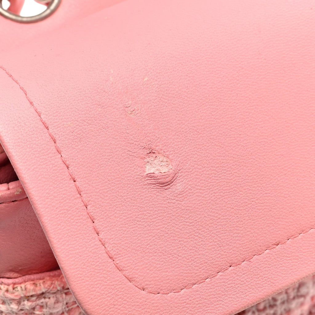 Tweed Medium Double Flap Pink