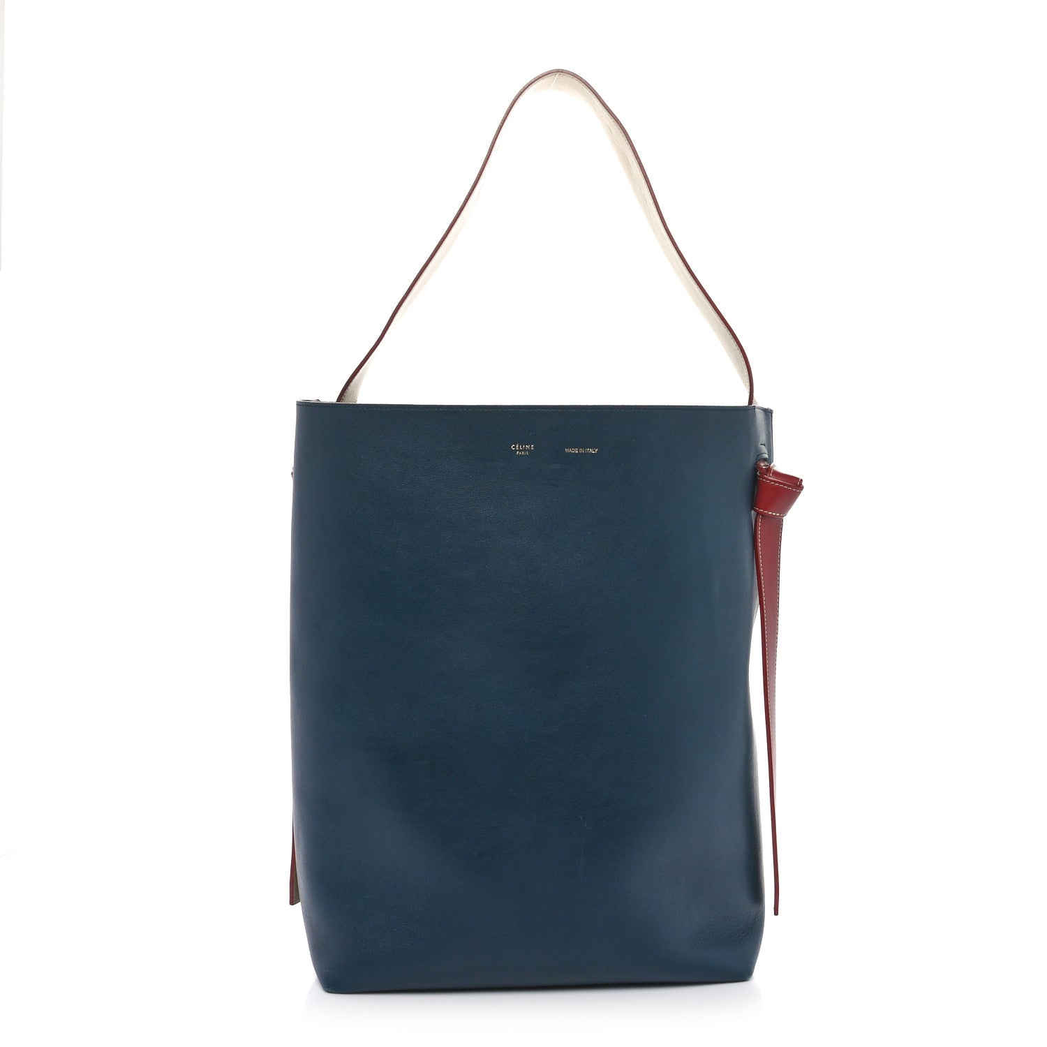 Shiny Smooth Calfskin Small Twisted Cabas Navy Black
