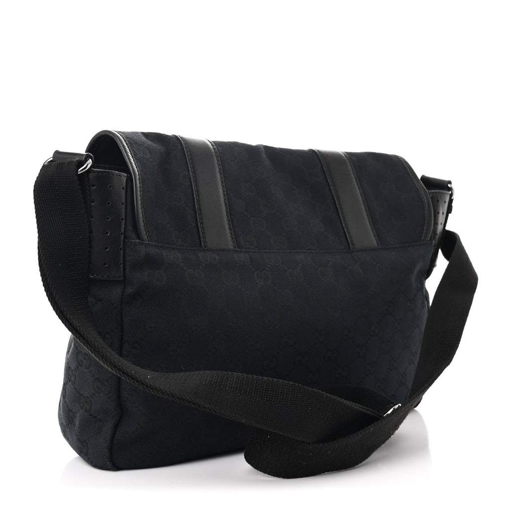 Monogram Medium Double Buckle Flap Messenger Bag Black