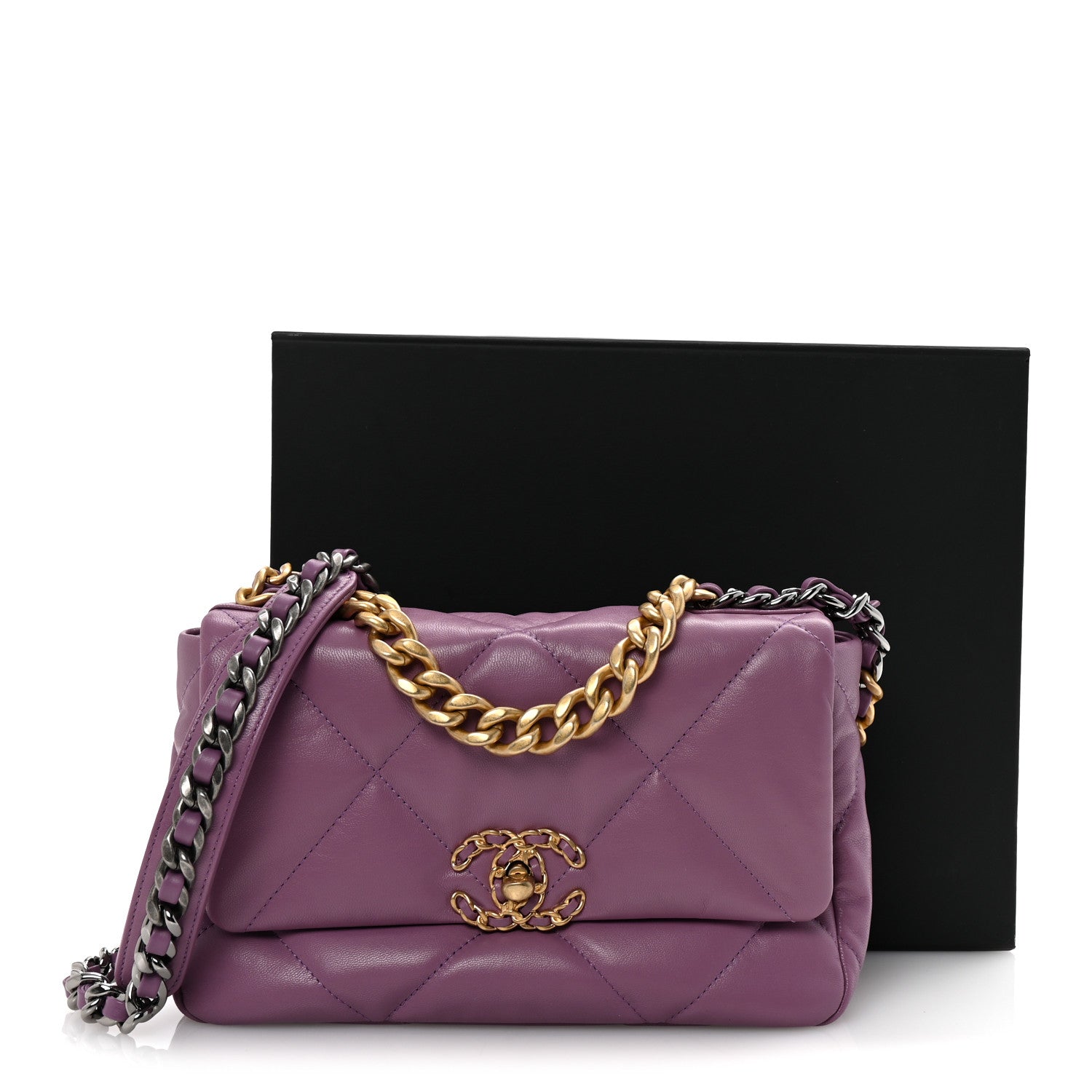 Goatskin Quilted Medium Chanel 19 Flap Violet Purple
