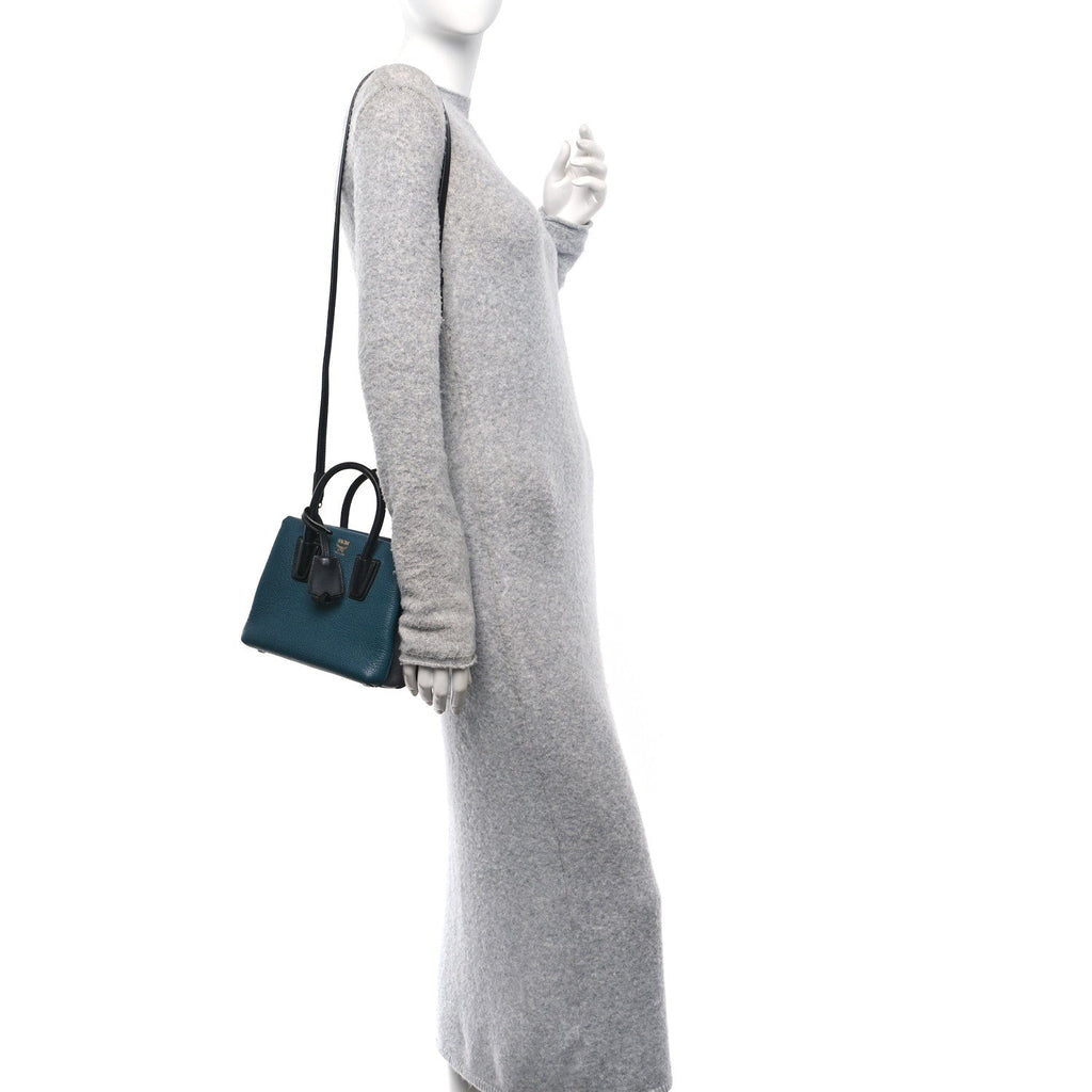 Grained Calfskin Mini Milla Tote Vega Green