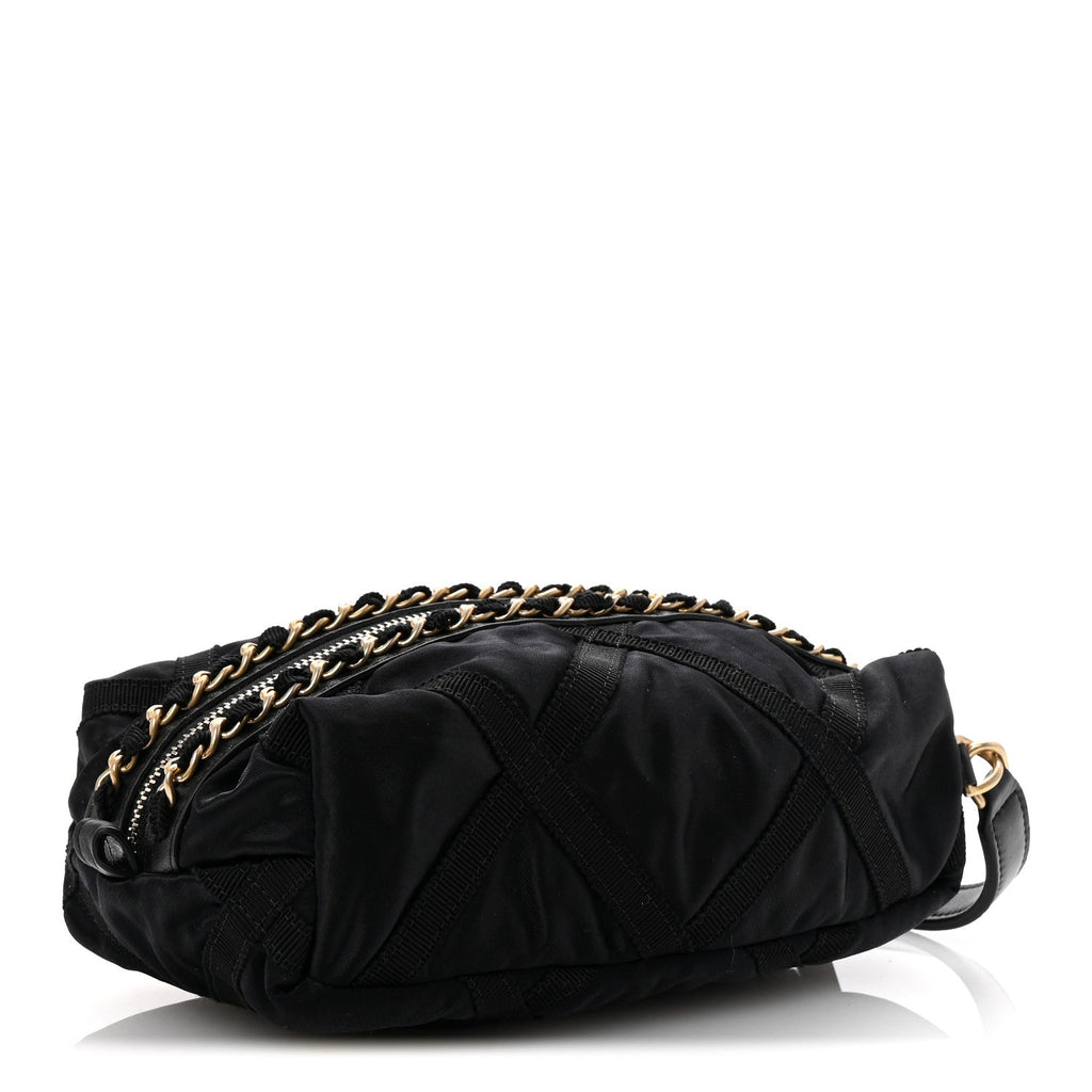 Nylon Grosgrain Lifestyle Pouch With Sleep Mask Black