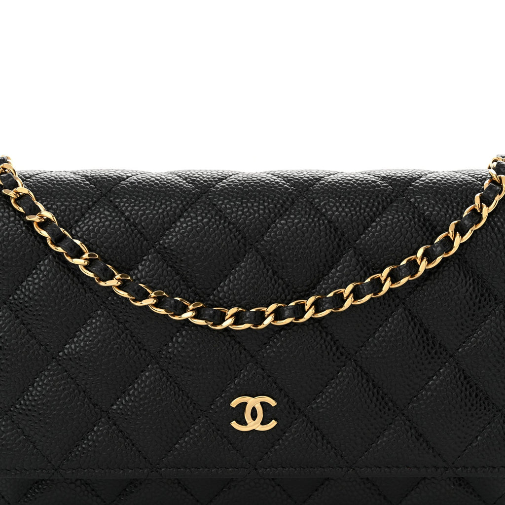Caviar Quilted Wallet On Chain WOC Black