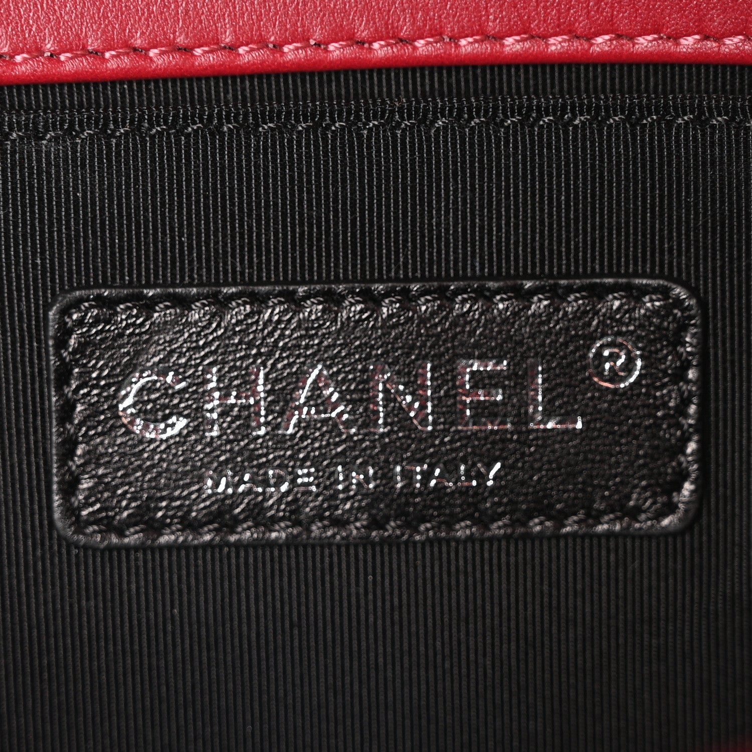 Lambskin Chevron Chain Stitched Medium Boy Flap Dark Red