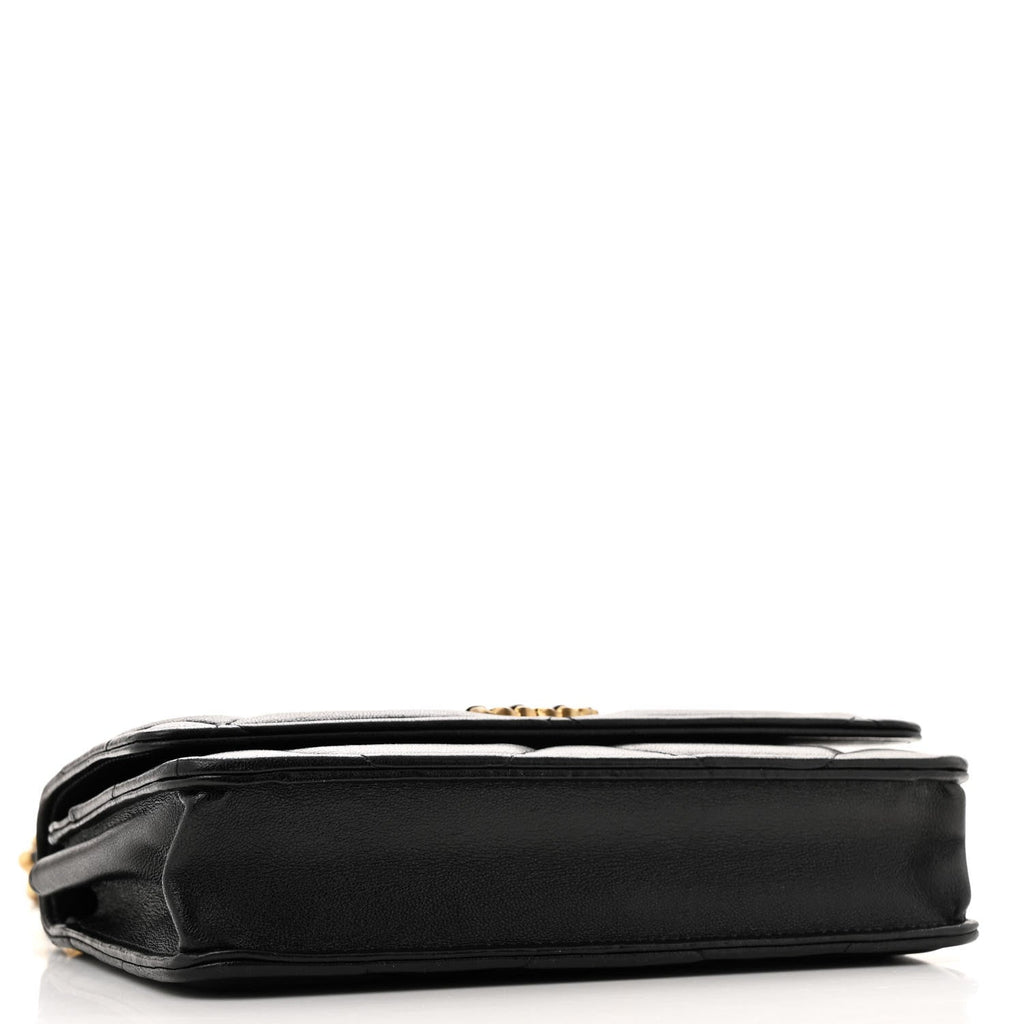 Lambskin Quilted Chanel 19 Wallet On Chain WOC Black