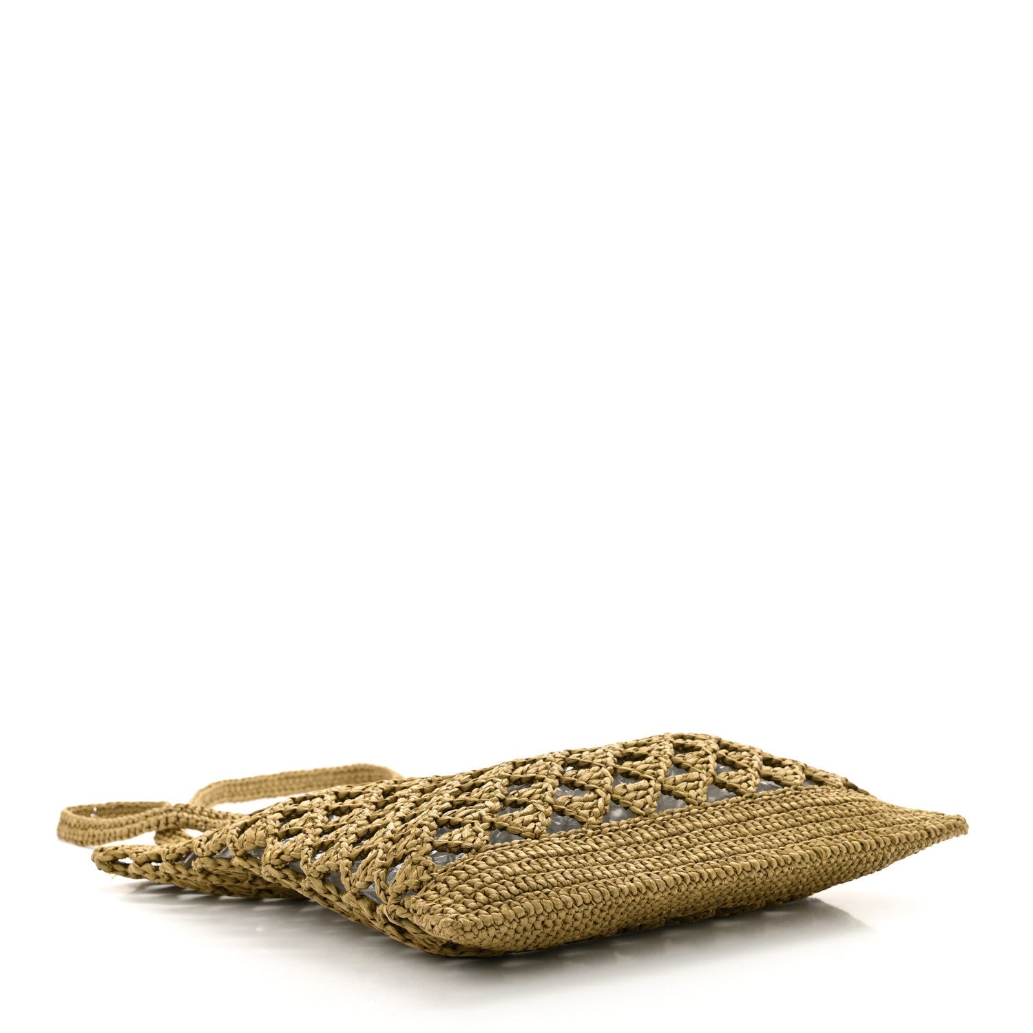 Yarn Raffia Effect Embroidered Logo Tote Oliva