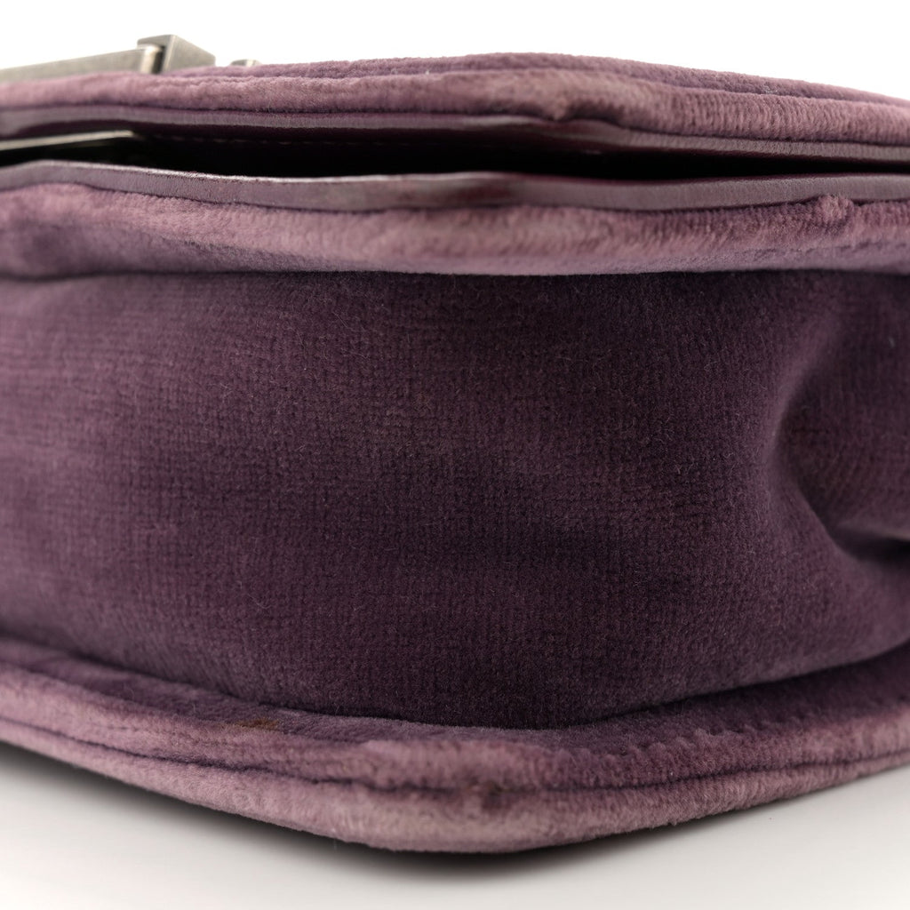 Velvet Quilted Mini Boy Flap Purple