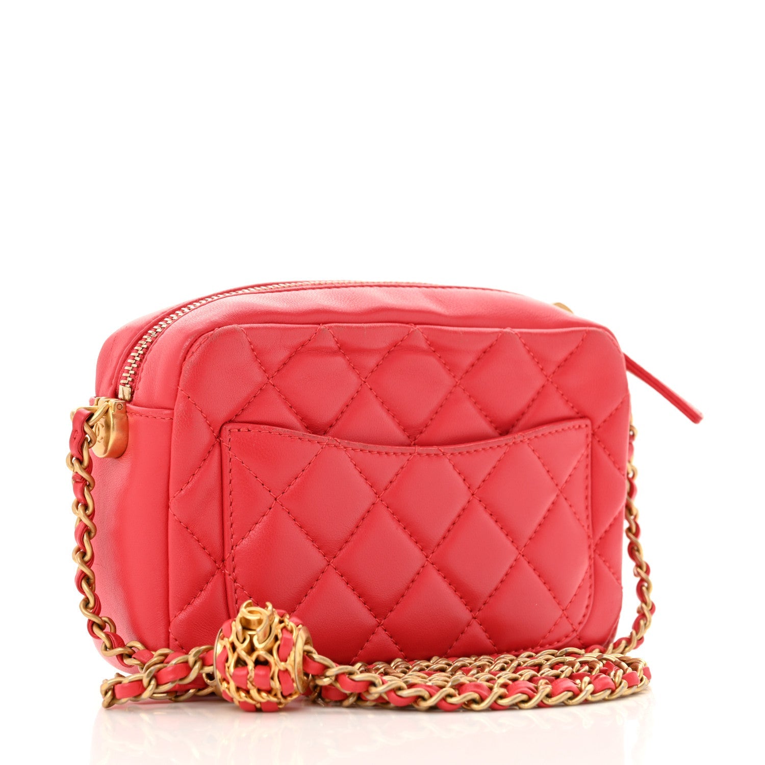 Lambskin Quilted CC Pearl Crush Camera Case Red