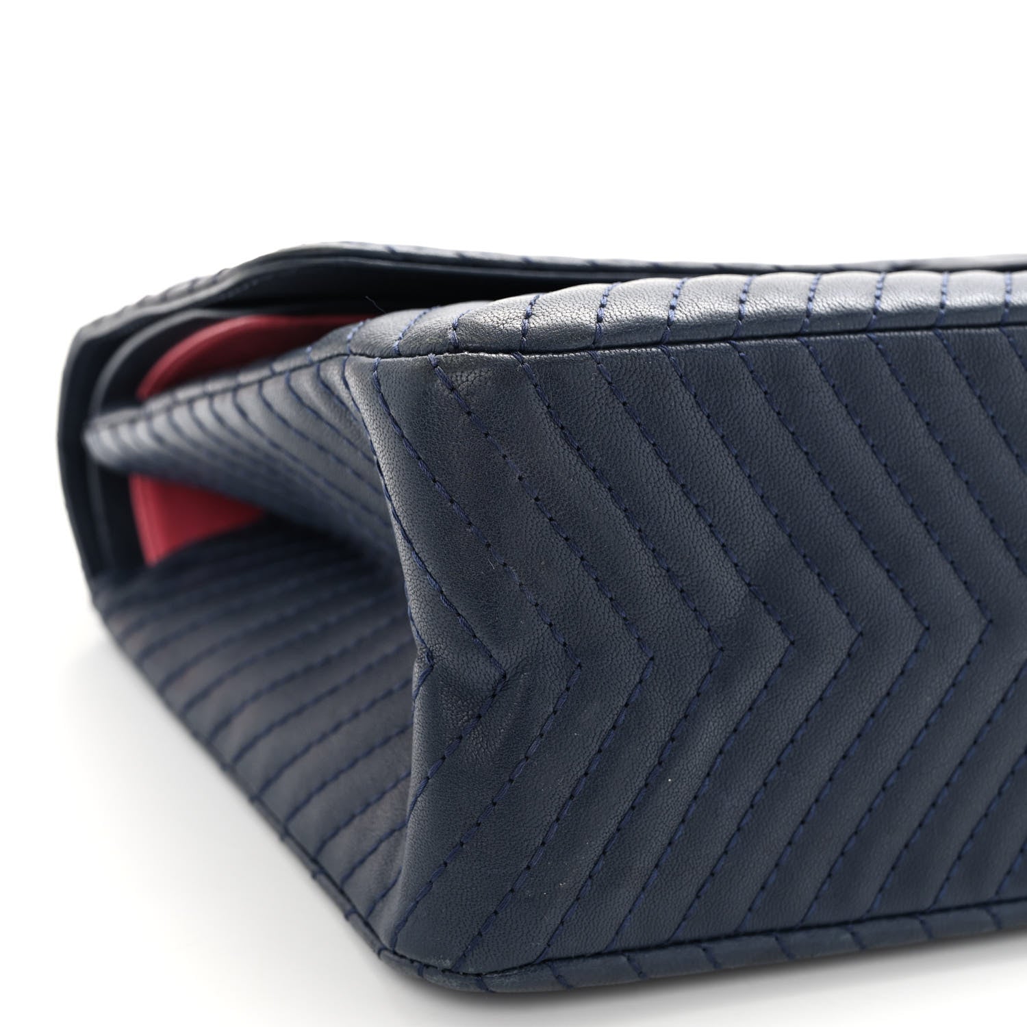 Sheepskin Chevron Quilted 2.55 Reissue 227 Flap Navy Blue