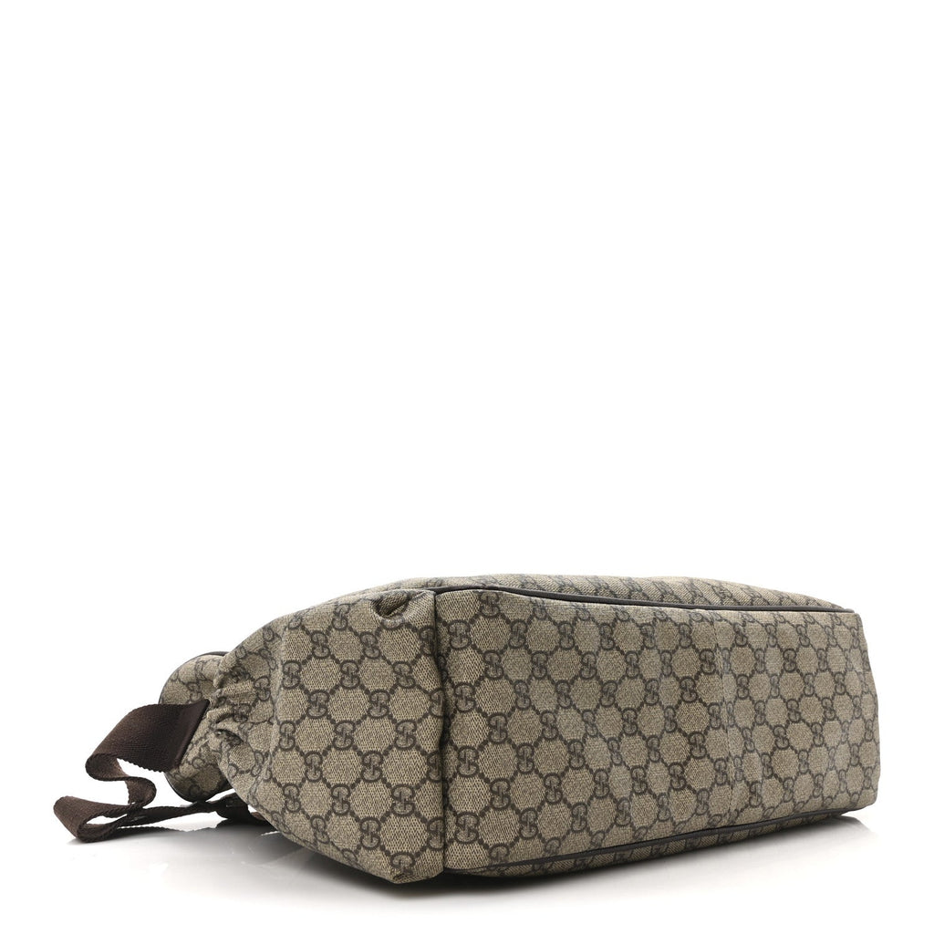 GG Supreme Monogram Selleria Calfskin Large Diaper Bag Beige Ebony Cocoa Dark Chocolate