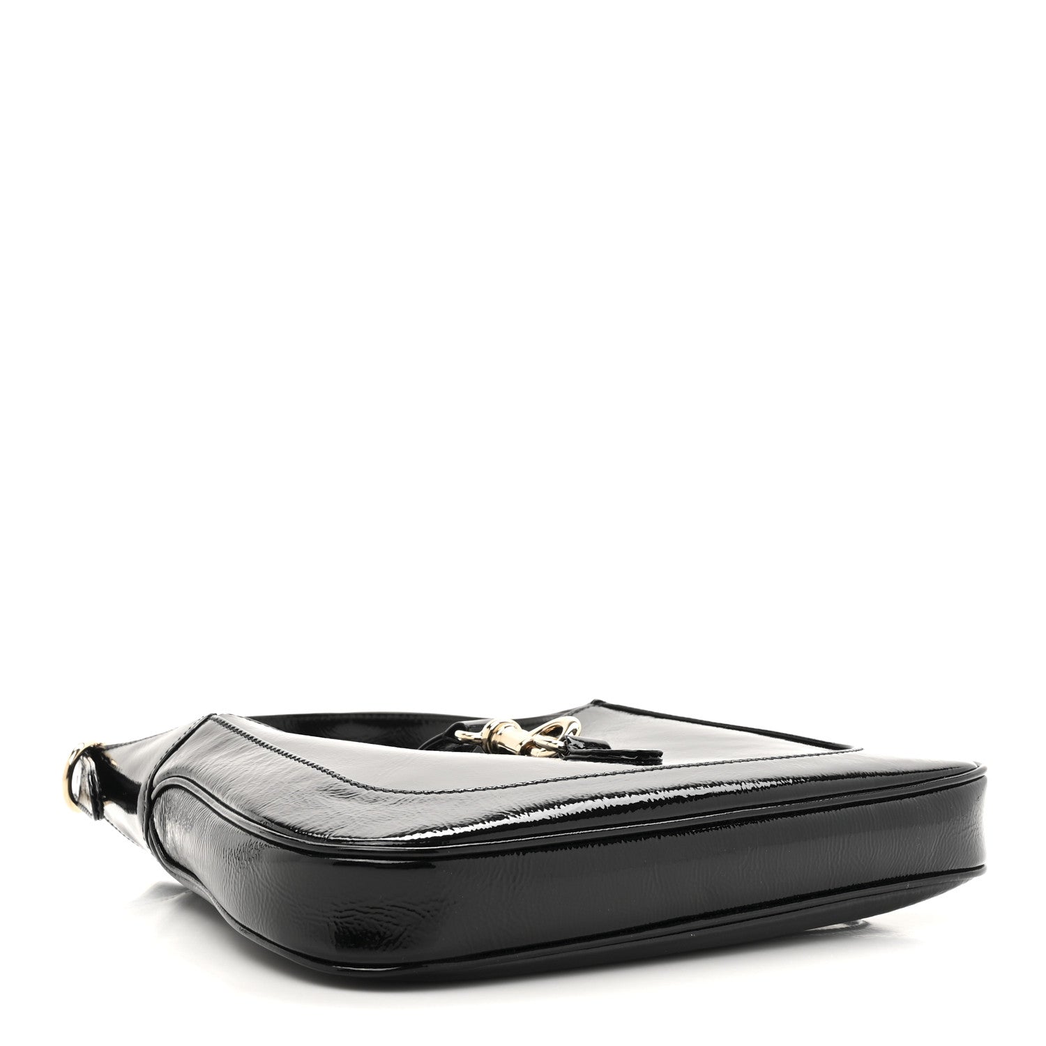 Patent Calfskin Small Jackie Shoulder Bag Black