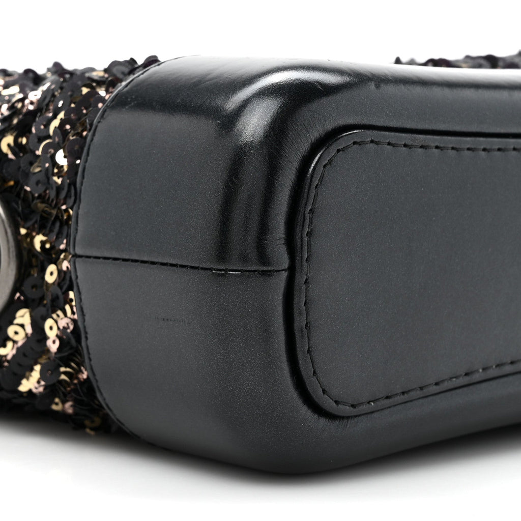 Sequin Calfskin Small Gabrielle Hobo Black Gold