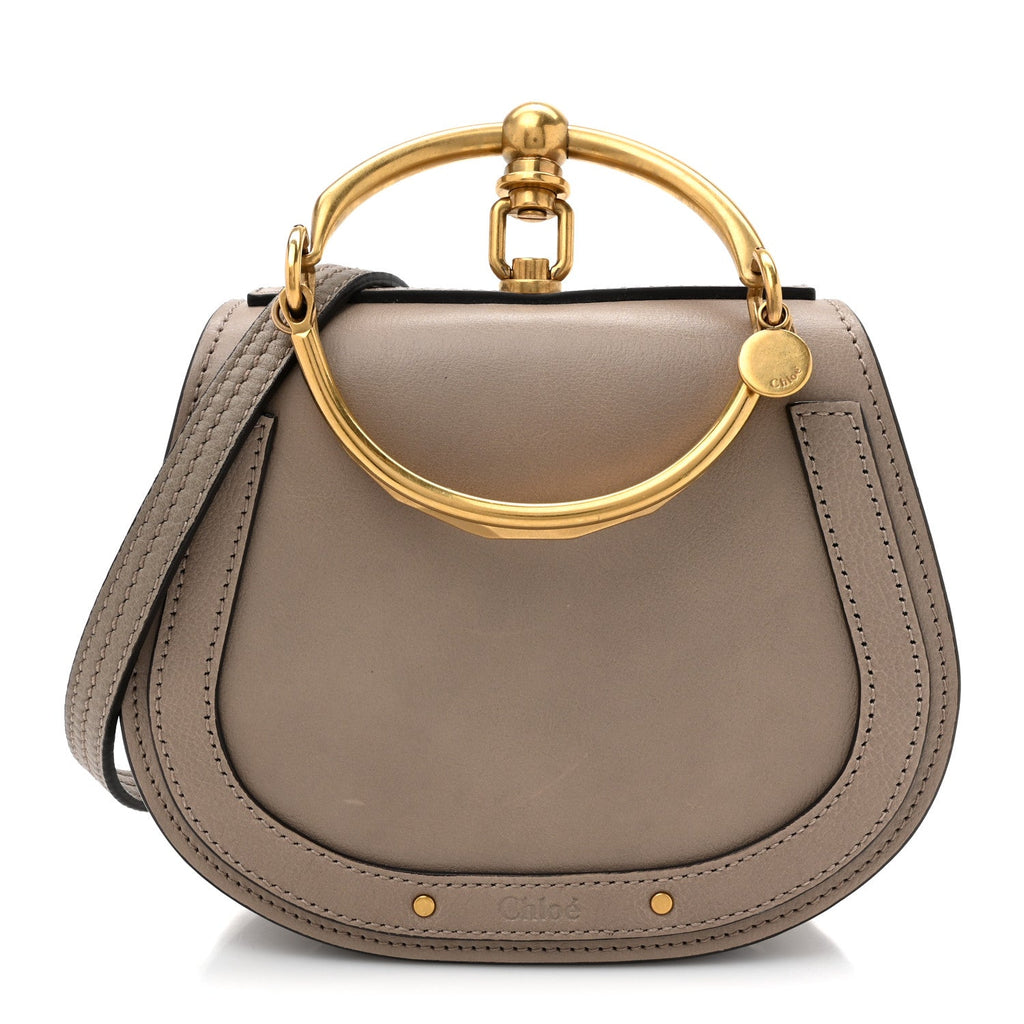Calfskin Suede Small Nile Bracelet Bag Motty Grey