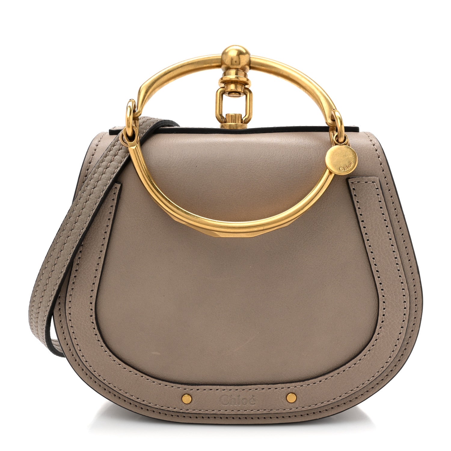 Calfskin Suede Small Nile Bracelet Bag Motty Grey