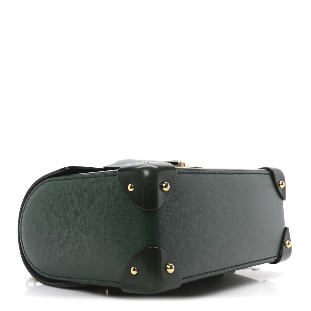 Azalea Calfskin Small Padlock Bamboo Shoulder Bag Vintage Green