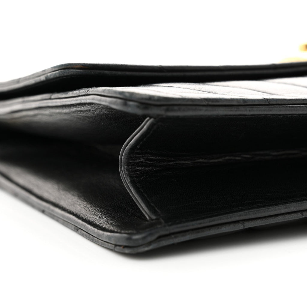 Lambskin Chevron Quilted Flap Black