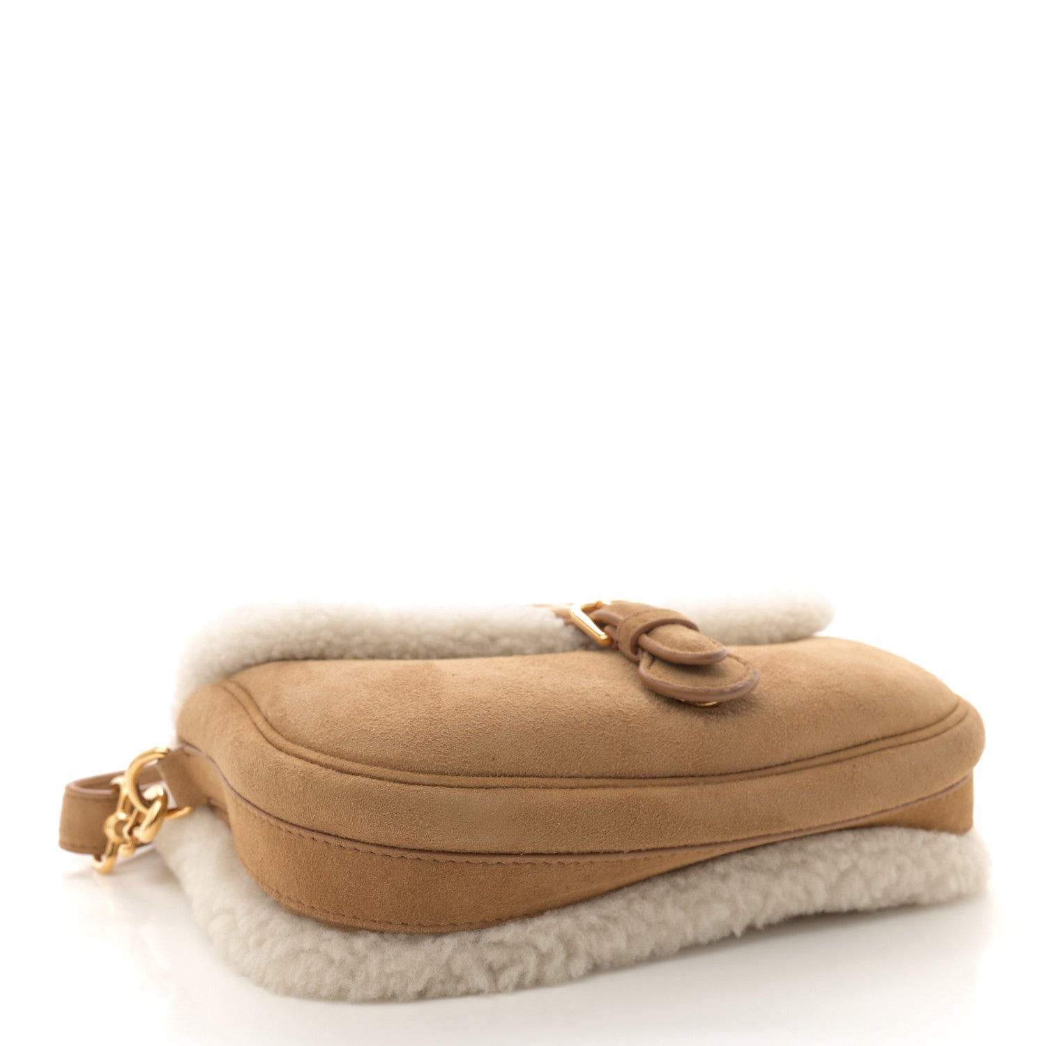 Suede Shearling Medium Bobby Flap Natural