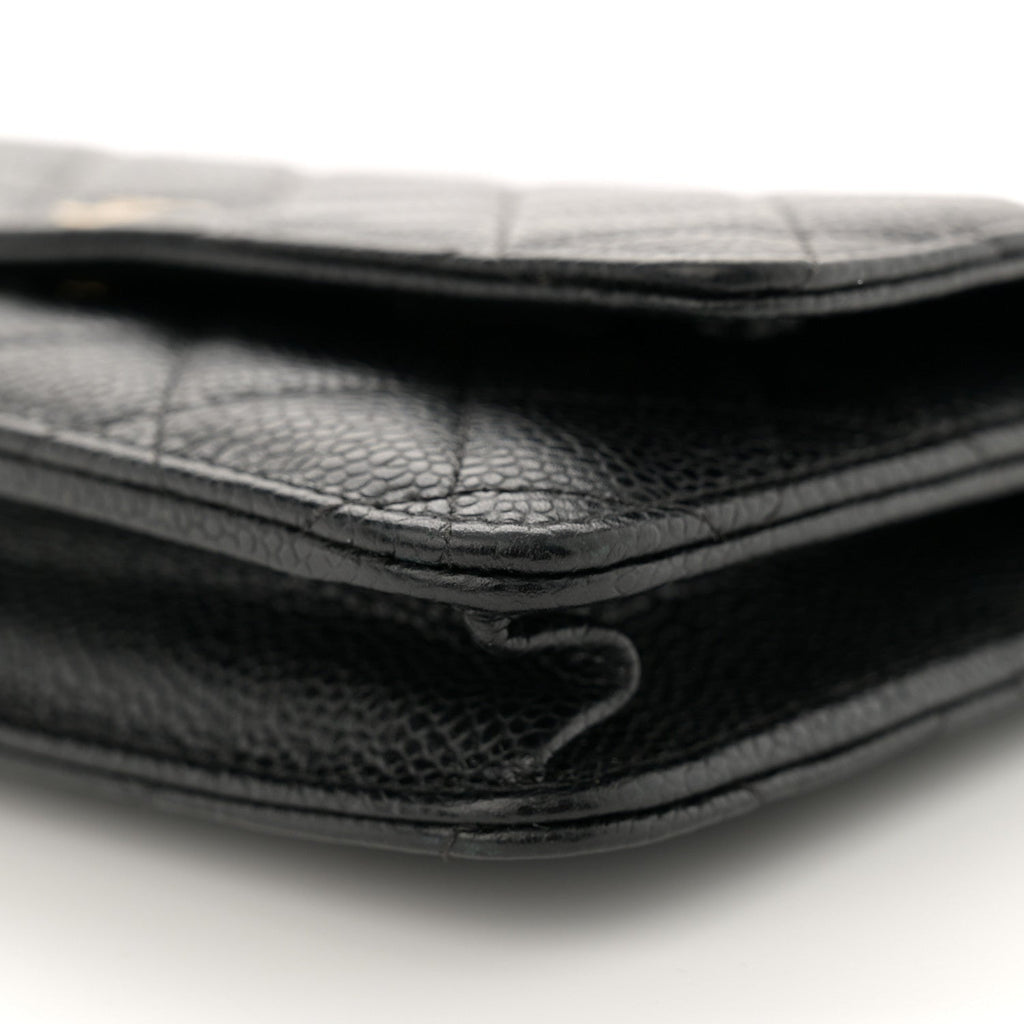 Caviar Quilted Wallet on Chain WOC Black