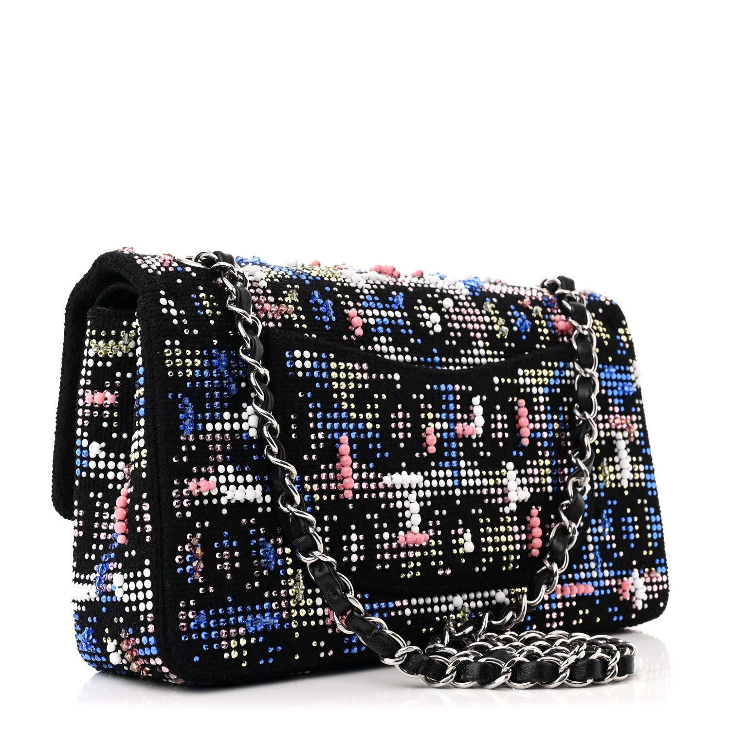 Crystal Tweed CC Medium Double Flap Black