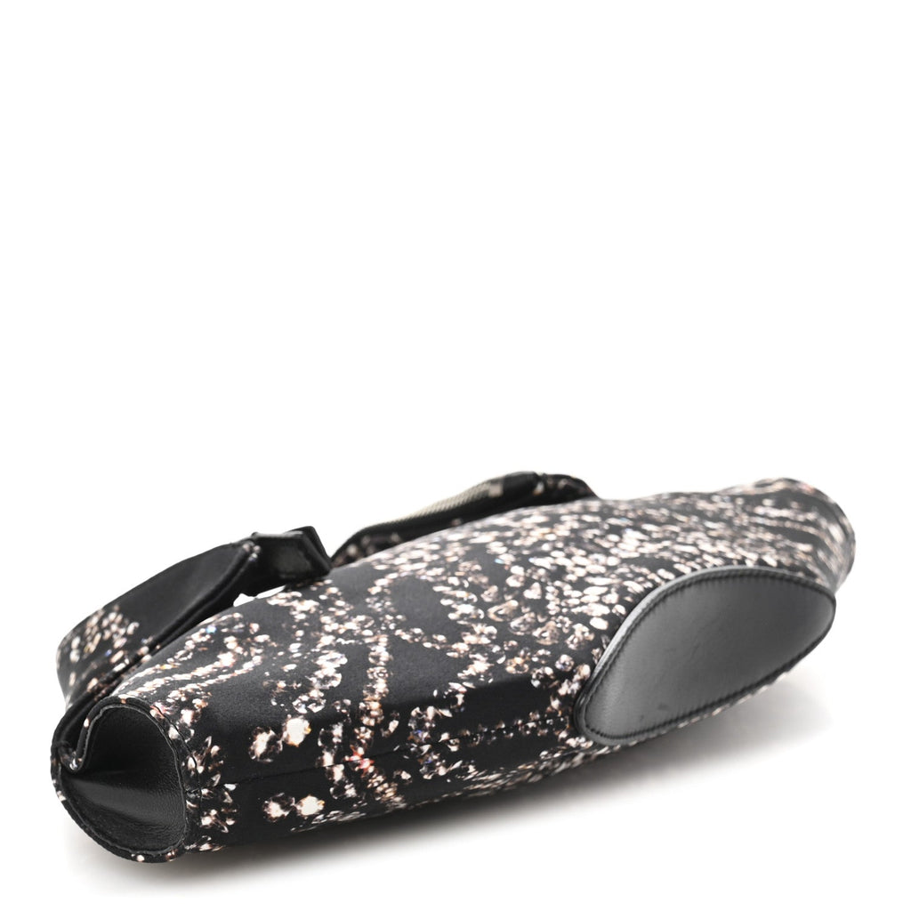 Silk Dandelion Print De Manta Clutch Black