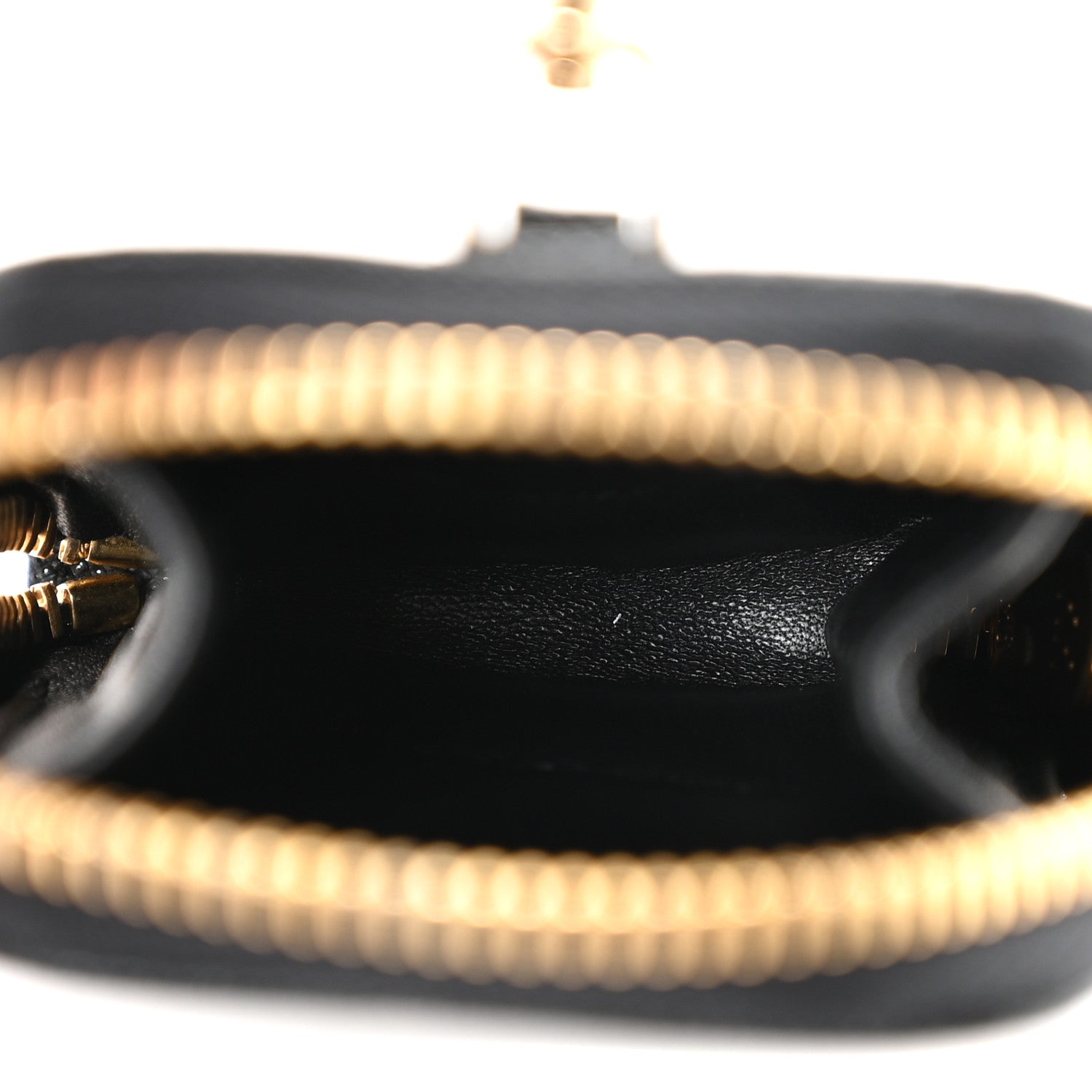 Saffiano Triangle Zip Around Mini Pouch Black