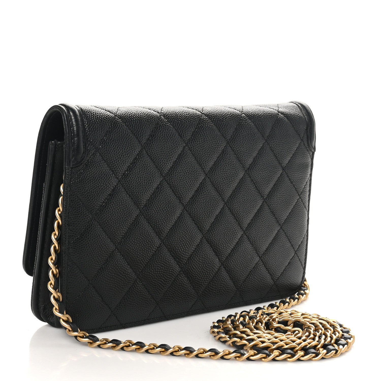 Caviar Quilted CC Filigree Wallet On Chain WOC Black
